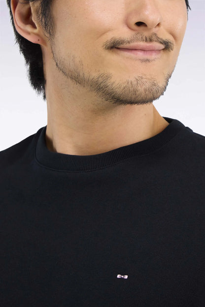 Eden Park  Men Straight-Cut Black Cotton Fleece Round-Neck Sweatshirt SKU: H26MAISW0007_NO Image 06