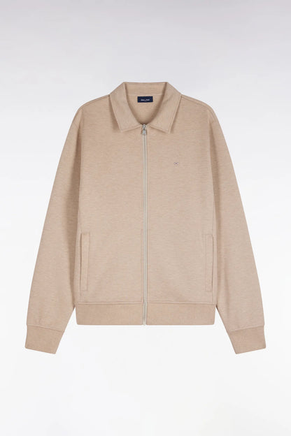 Eden Park  Men Zip-Up Sweatshirt with Beige Polo Collar with a Straight Cut SKU: H26MAISW0020_BEC13 Image 01