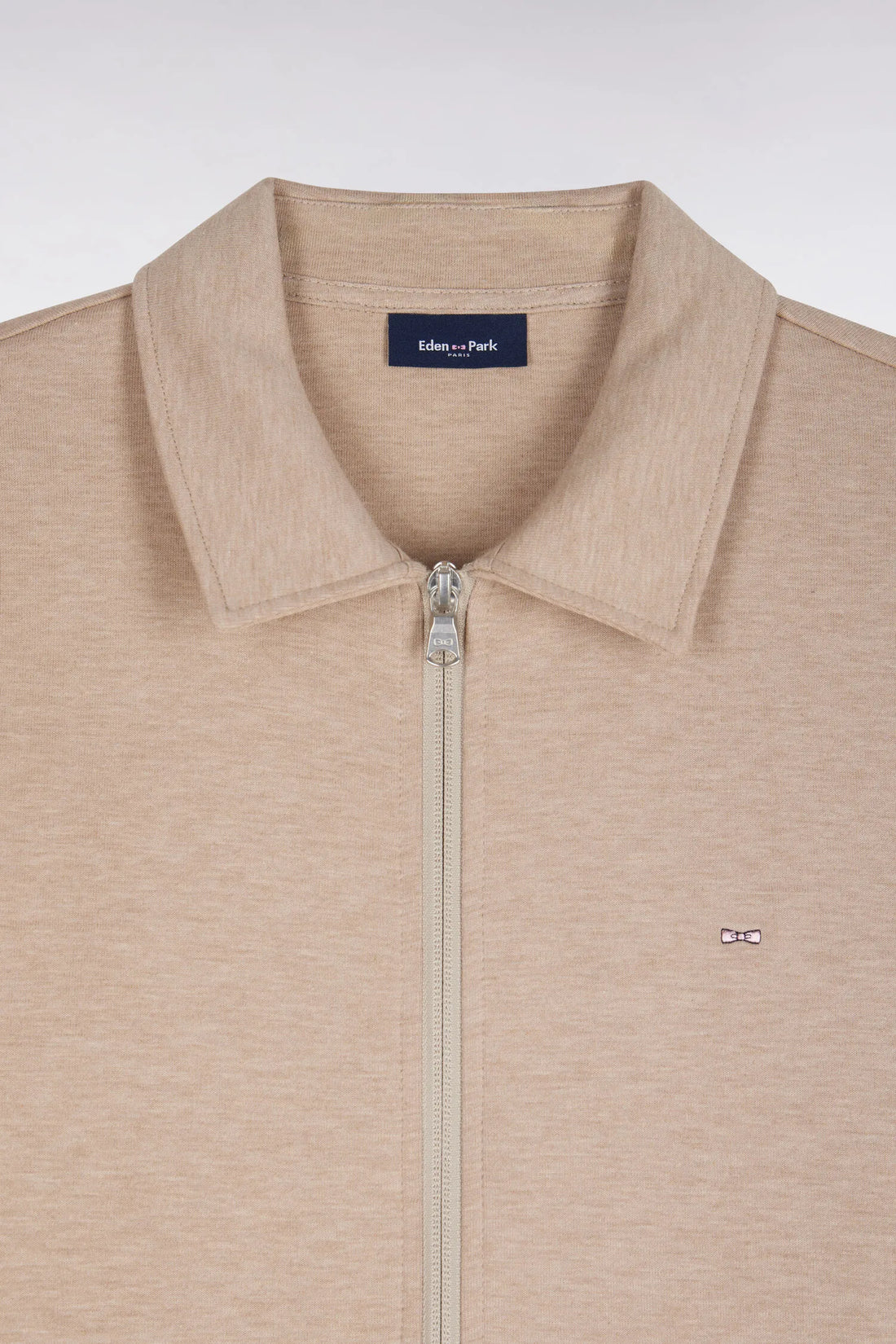 Eden Park  Men Zip-Up Sweatshirt with Beige Polo Collar with a Straight Cut SKU: H26MAISW0020_BEC13 Image 02