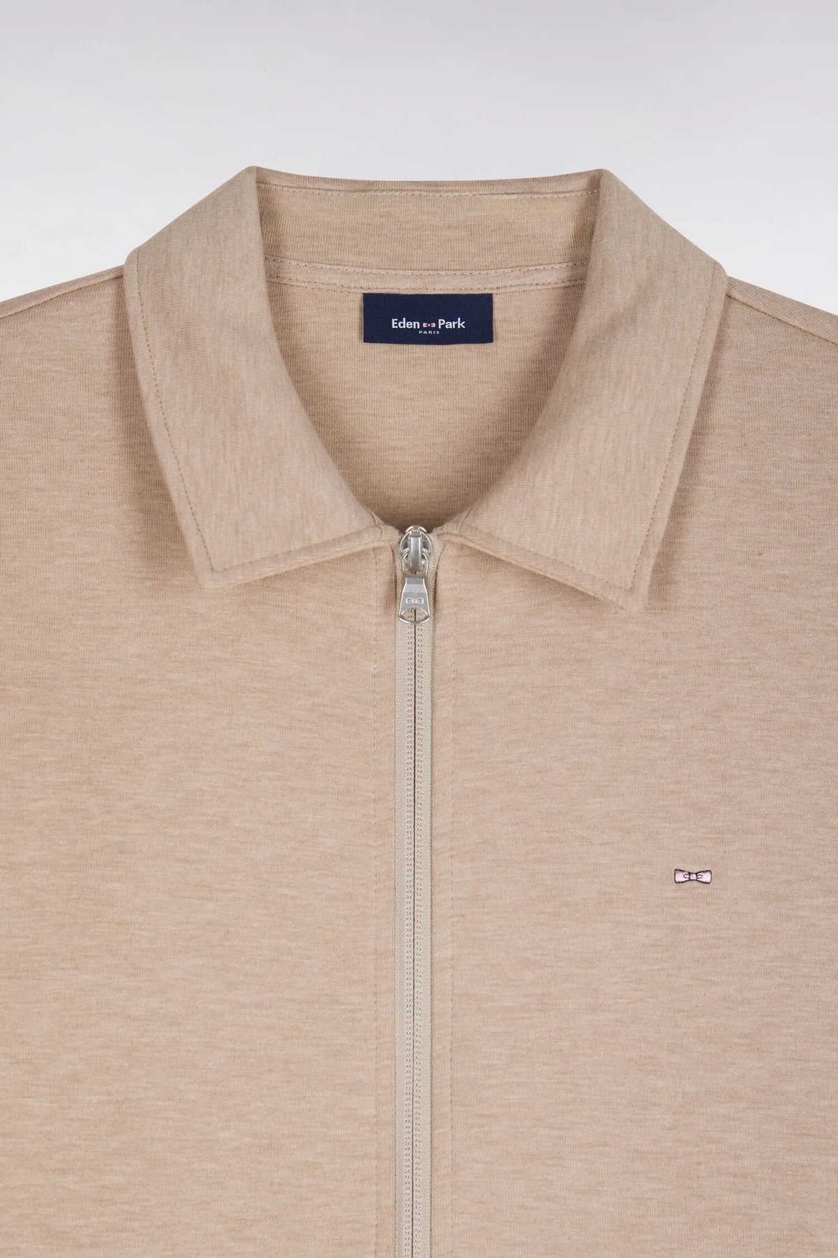 Eden Park  Men Zip-Up Sweatshirt with Beige Polo Collar with a Straight Cut SKU: H26MAISW0020_BEC13 Image 02