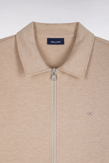Eden Park  Men Zip-Up Sweatshirt with Beige Polo Collar with a Straight Cut SKU: H26MAISW0020_BEC13 Image 02