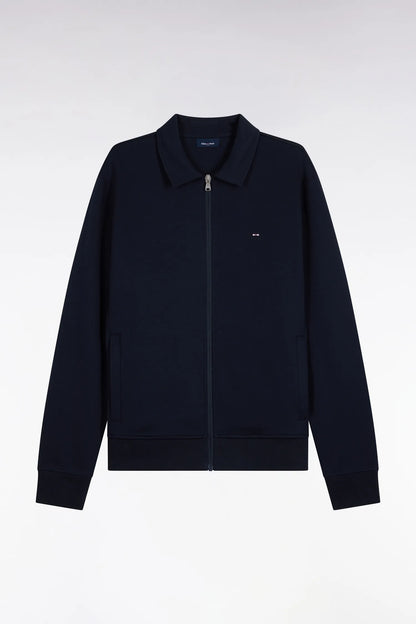 Eden Park  Men Zip-Up Sweatshirt with Polo Collar in Navy Cotton with a Straight Cut SKU: H26MAISW0020_BLF Image 02