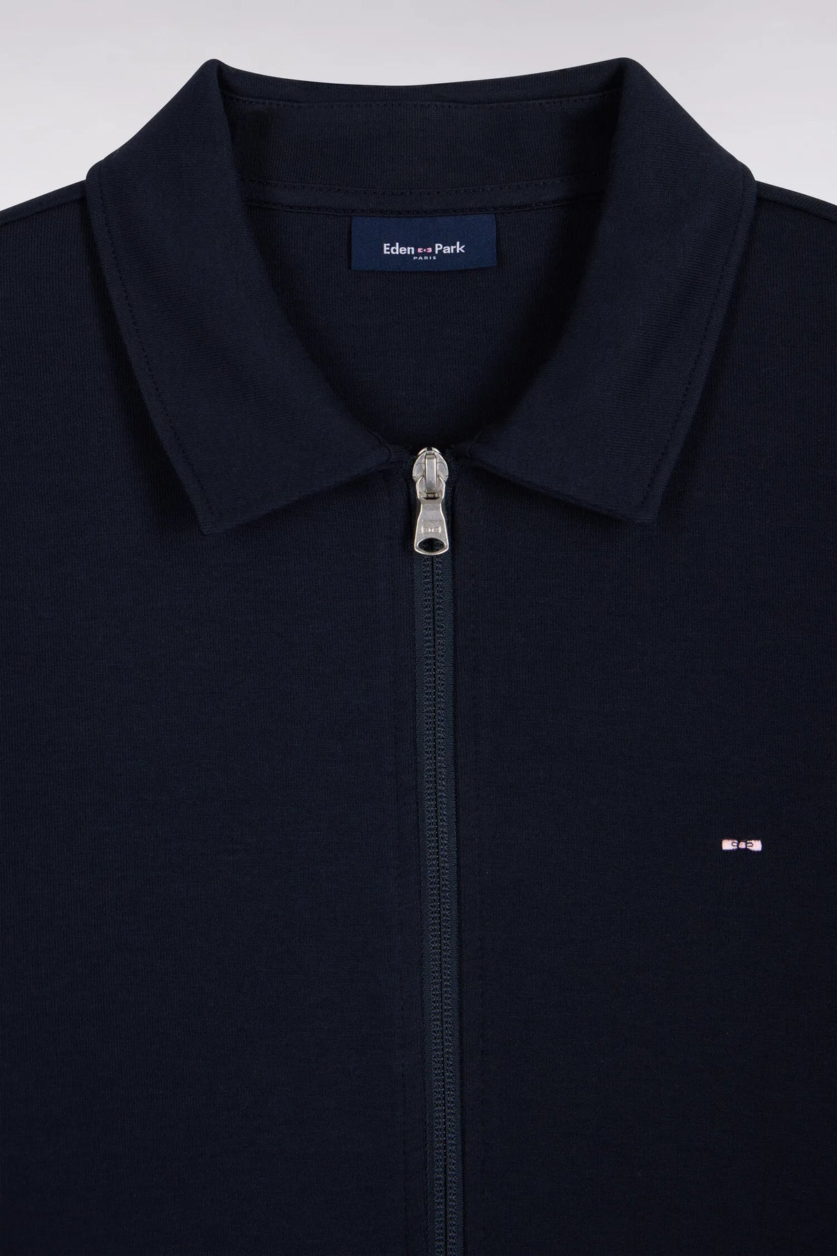 Eden Park  Men Zip-Up Sweatshirt with Polo Collar in Navy Cotton with a Straight Cut SKU: H26MAISW0020_BLF Image 05