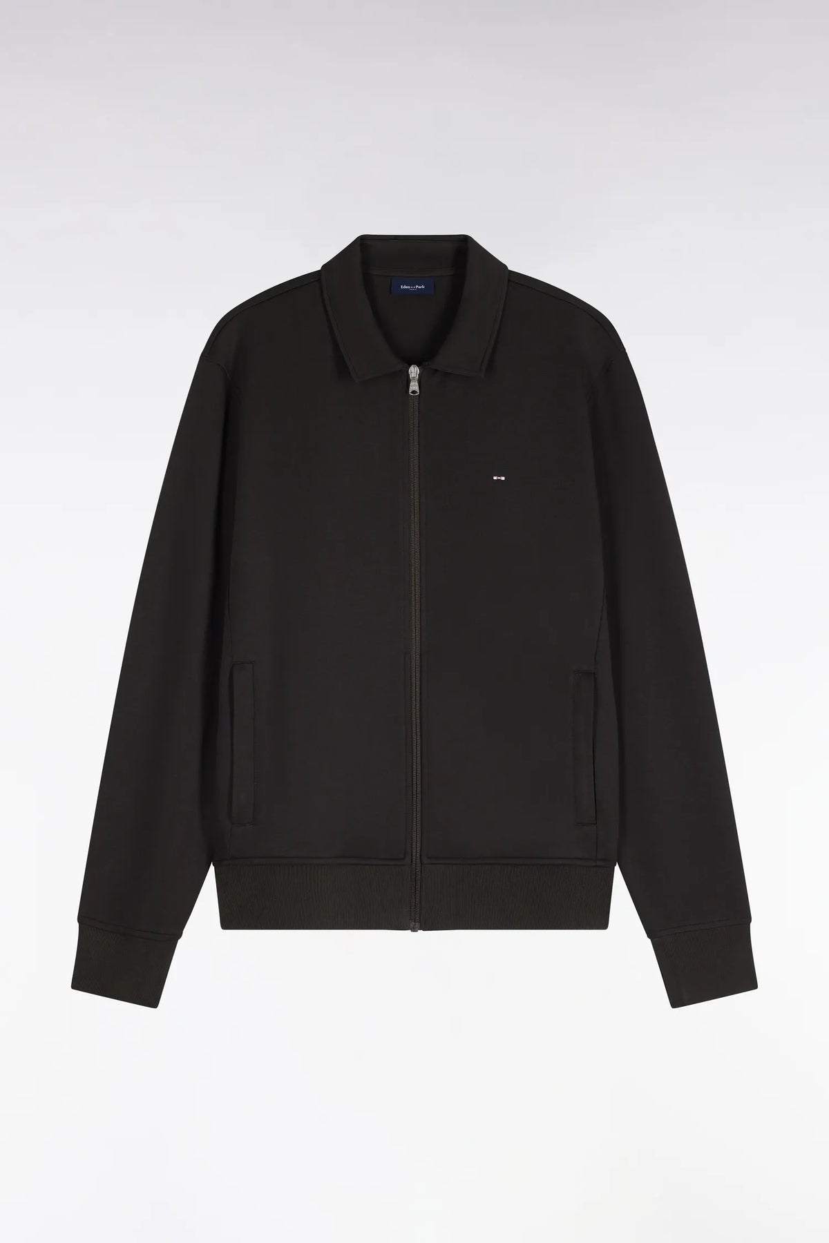 Eden Park  Men Zip-Up Sweatshirt with Polo Collar in Brown Cotton with a Straight Cut SKU: H26MAISW0020_MAF1 Image 02