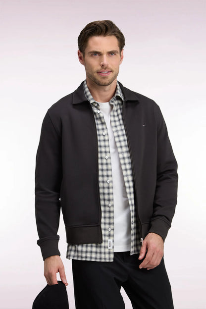 Eden Park  Men Zip-Up Sweatshirt with Polo Collar in Brown Cotton with a Straight Cut SKU: H26MAISW0020_MAF1 Image 03