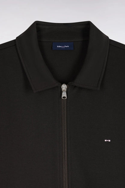 Eden Park  Men Zip-Up Sweatshirt with Polo Collar in Brown Cotton with a Straight Cut SKU: H26MAISW0020_MAF1 Image 05