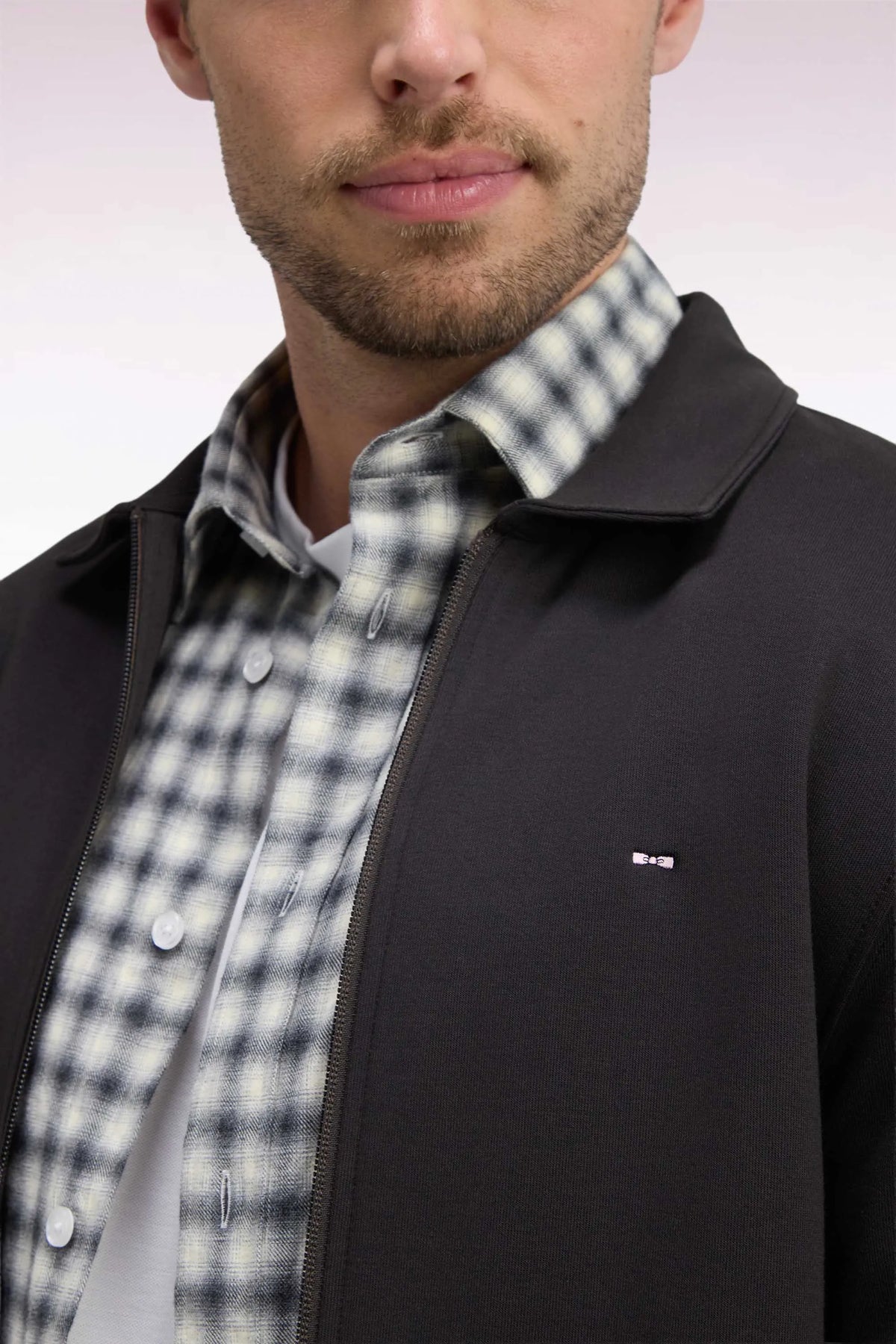 Eden Park  Men Zip-Up Sweatshirt with Polo Collar in Brown Cotton with a Straight Cut SKU: H26MAISW0020_MAF1 Image 06