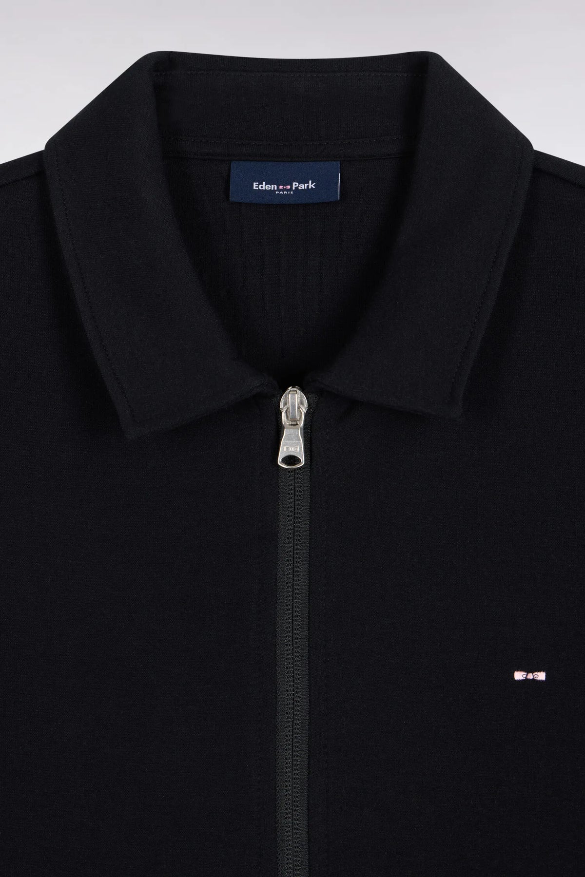 Eden Park  Men Straight-Cut Black Cotton Polo Collar Zip-Up Sweatshirt SKU: H26MAISW0020_NO Image 05