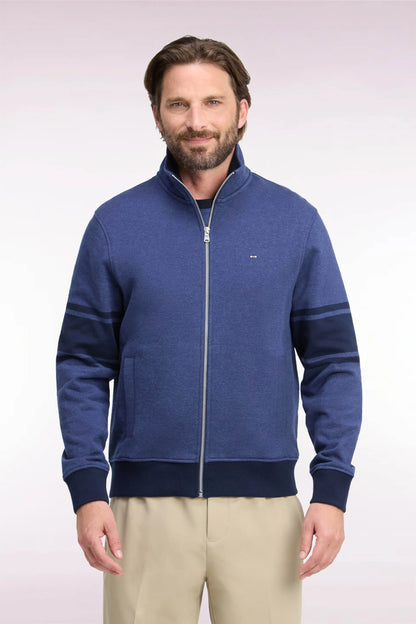 Eden Park 0 Men Zip-Up Sweatshirt with High Collar in Mottled Cotton Fleece with a Straight Cut SKU: H26MAISW0026_BLF21 Image 01