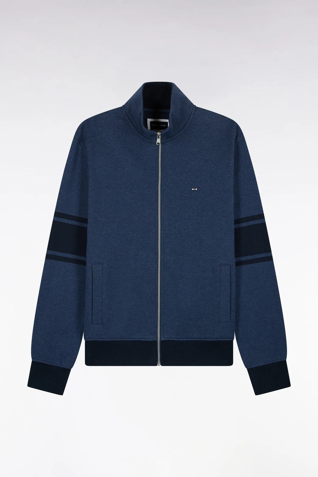 Eden Park 0 Men Zip-Up Sweatshirt with High Collar in Mottled Cotton Fleece with a Straight Cut SKU: H26MAISW0026_BLF21 Image 02