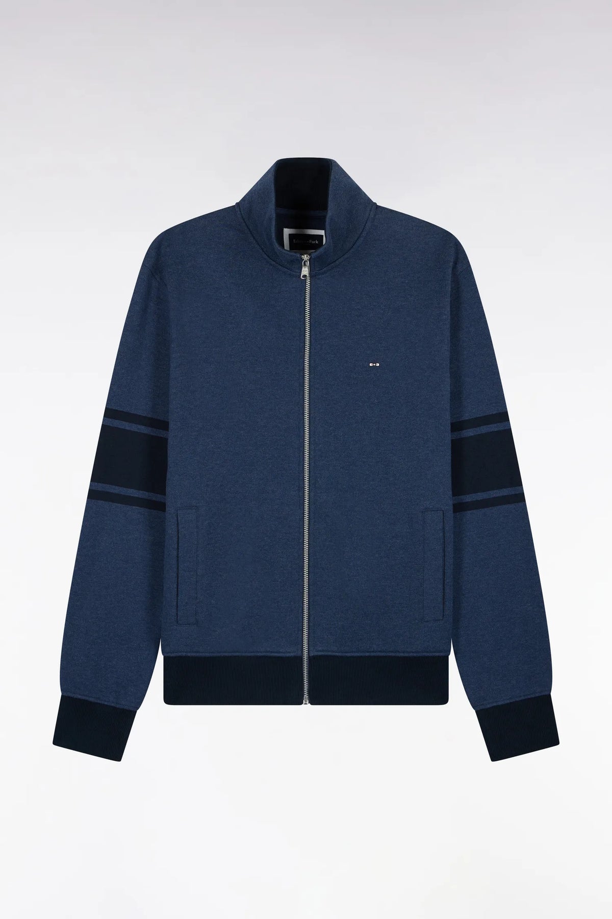 Eden Park 0 Men Zip-Up Sweatshirt with High Collar in Mottled Cotton Fleece with a Straight Cut SKU: H26MAISW0026_BLF21 Image 02