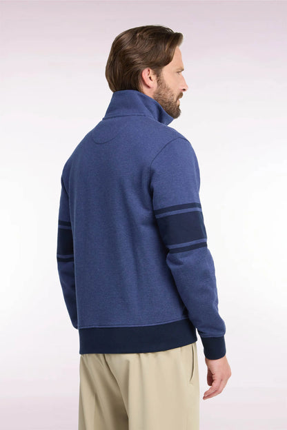 Eden Park 0 Men Zip-Up Sweatshirt with High Collar in Mottled Cotton Fleece with a Straight Cut SKU: H26MAISW0026_BLF21 Image 04