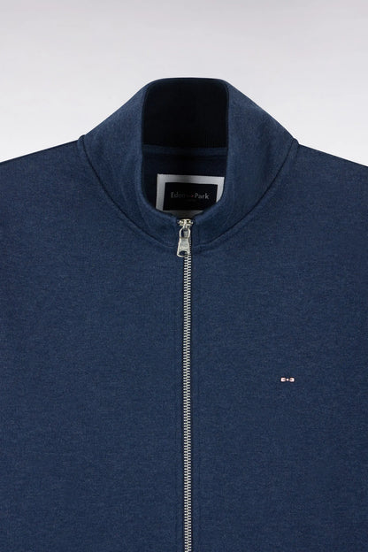 Eden Park 0 Men Zip-Up Sweatshirt with High Collar in Mottled Cotton Fleece with a Straight Cut SKU: H26MAISW0026_BLF21 Image 05