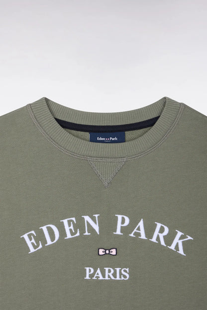 Eden Park  Boys Khaki Terry Cotton Sweatshirt with Eden Park Straight Cut Embroidery SKU: H26MAISW0030_KAF8 Image 02