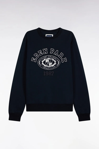 Eden Park 0 Men Straight-Cut Embroidered Navy Fleece Sweatshirt SKU: H26MAISW0033_BLF Image 01
