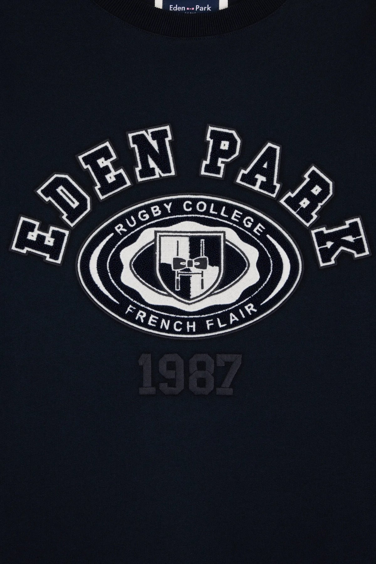 Eden Park 0 Men Straight-Cut Embroidered Navy Fleece Sweatshirt SKU: H26MAISW0033_BLF Image 02