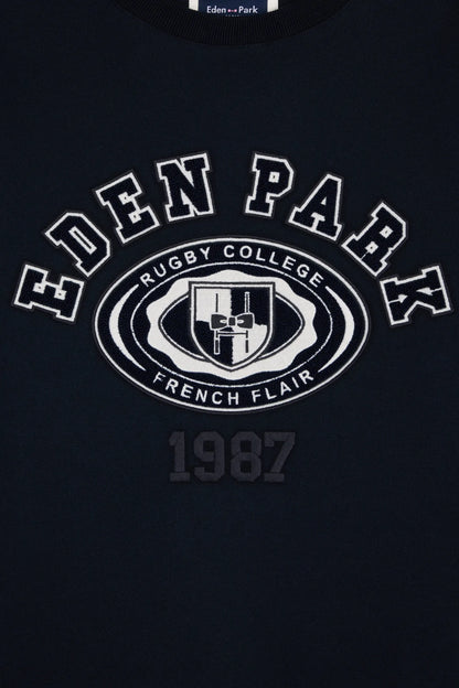 Eden Park 0 Men Straight-Cut Embroidered Navy Fleece Sweatshirt SKU: H26MAISW0033_BLF Image 02