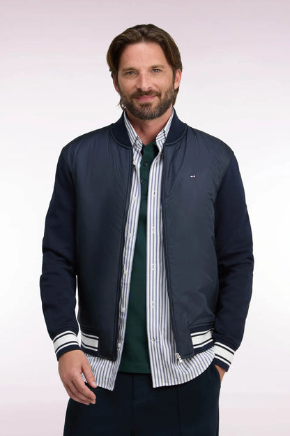Eden Park 0 Men Straight-Cut Navy Teddy-Style Zip-Up Sweatshirt SKU: H26MAISW0035_BLF Image 01