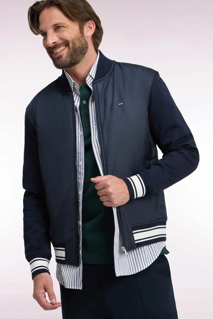 Eden Park 0 Men Straight-Cut Navy Teddy-Style Zip-Up Sweatshirt SKU: H26MAISW0035_BLF Image 03