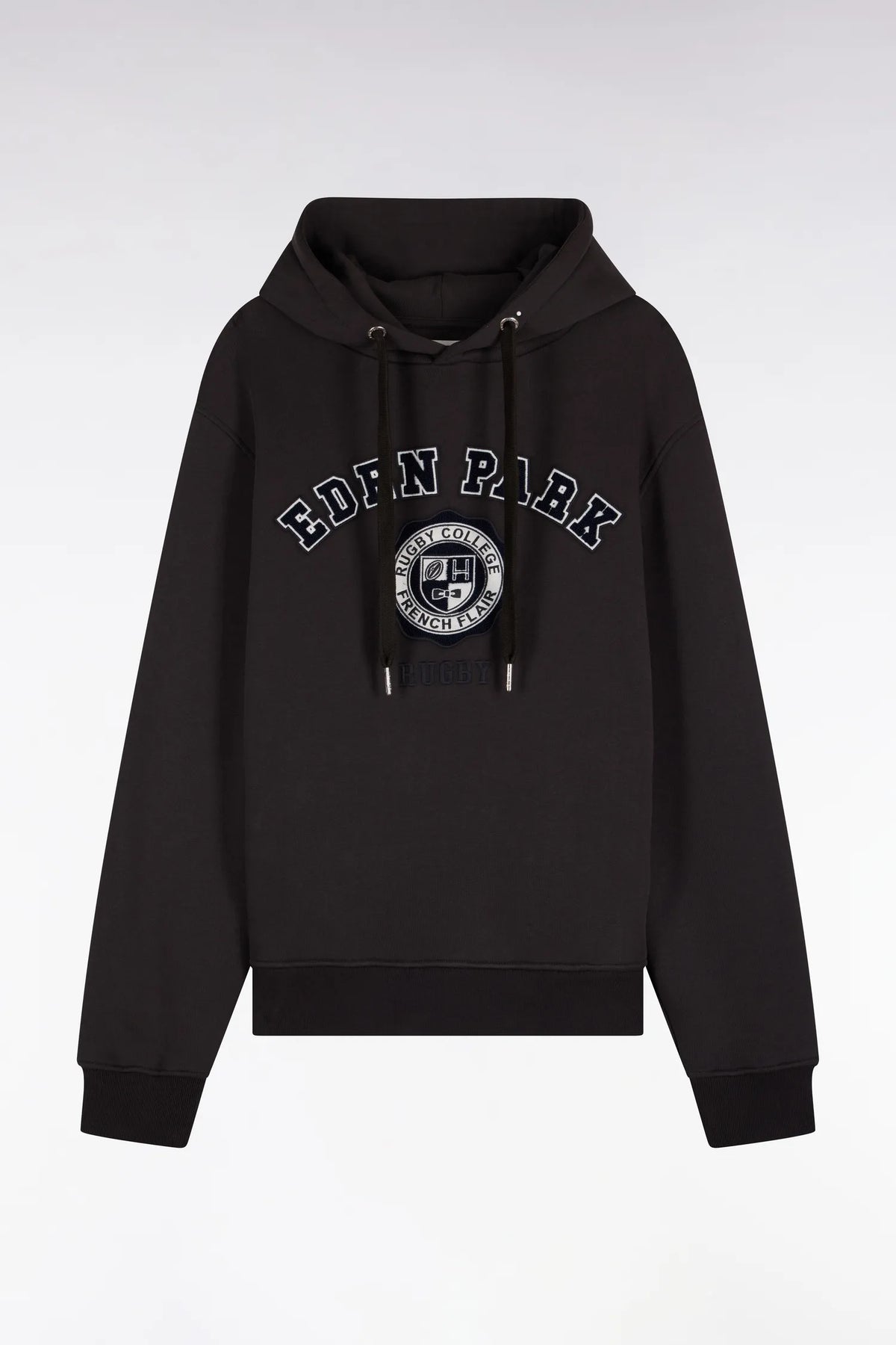 Eden Park 0 Men Brown Fleece Hoodie with Heritage Rugby Straight Cut Embroidery SKU: H26MAISW0038_MAF1 Image 02