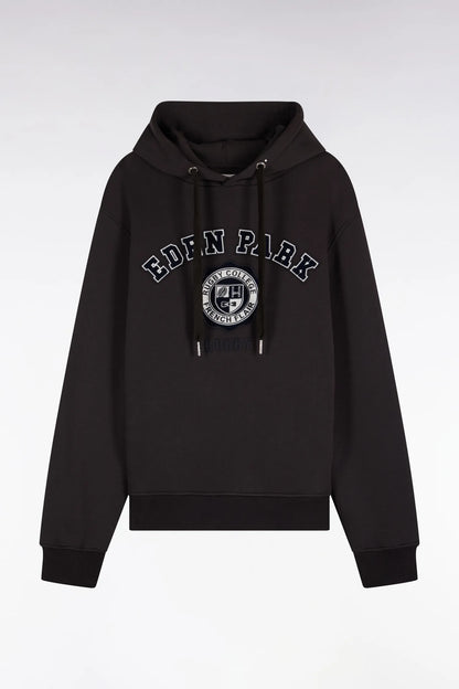 Eden Park 0 Men Brown Fleece Hoodie with Heritage Rugby Straight Cut Embroidery SKU: H26MAISW0038_MAF1 Image 02