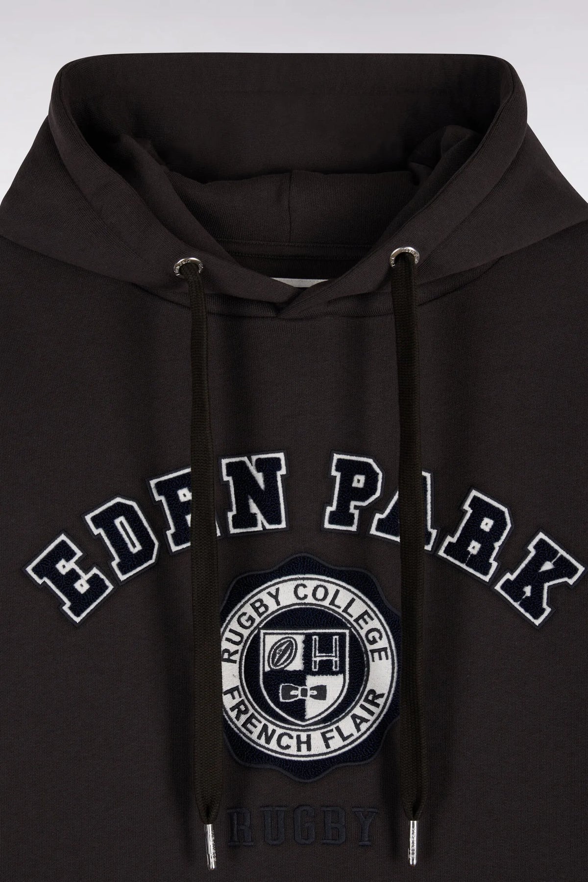 Eden Park 0 Men Brown Fleece Hoodie with Heritage Rugby Straight Cut Embroidery SKU: H26MAISW0038_MAF1 Image 05