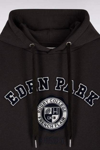 Eden Park 0 Men Brown Fleece Hoodie with Heritage Rugby Straight Cut Embroidery SKU: H26MAISW0038_MAF1 Image 05