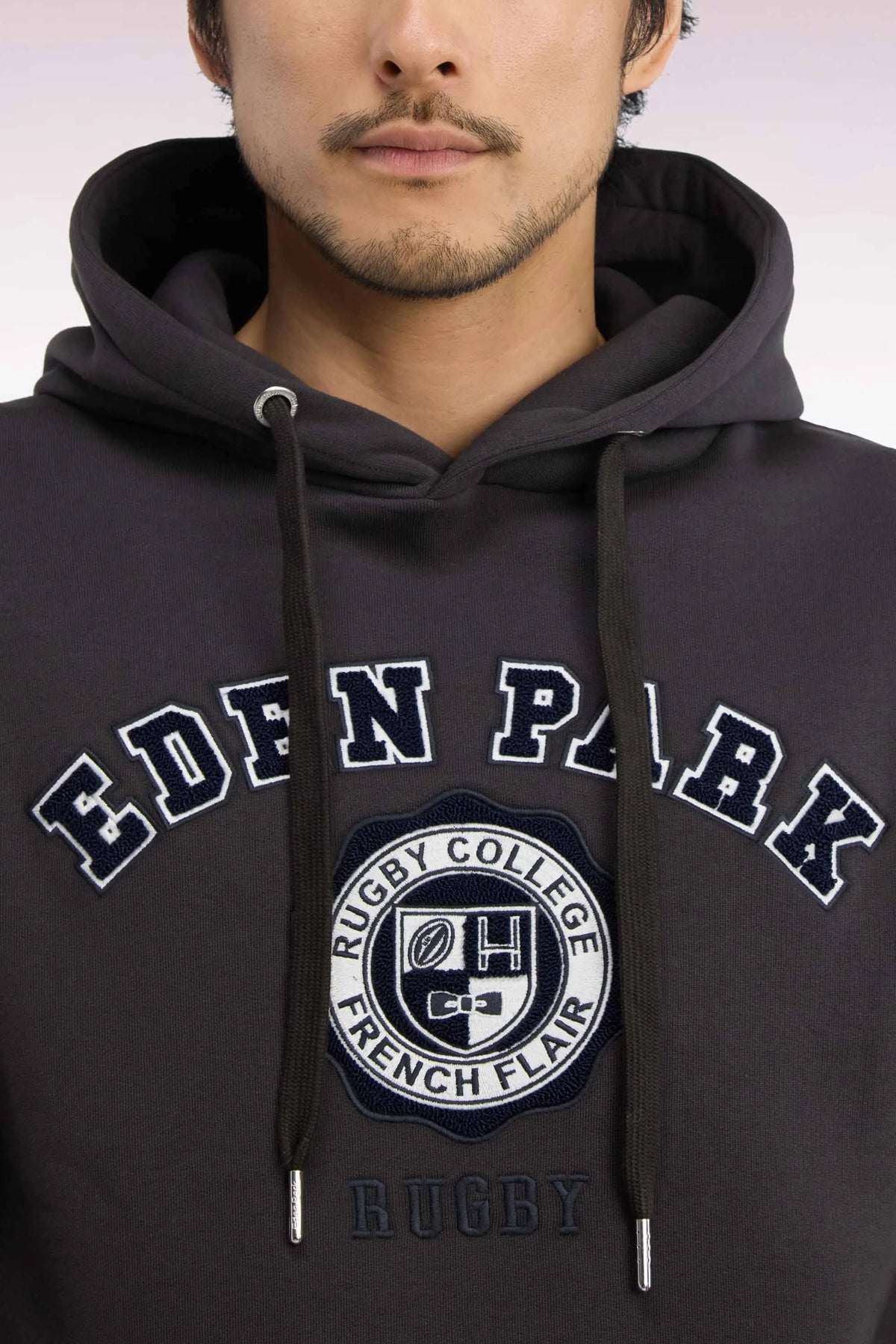 Eden Park 0 Men Brown Fleece Hoodie with Heritage Rugby Straight Cut Embroidery SKU: H26MAISW0038_MAF1 Image 06