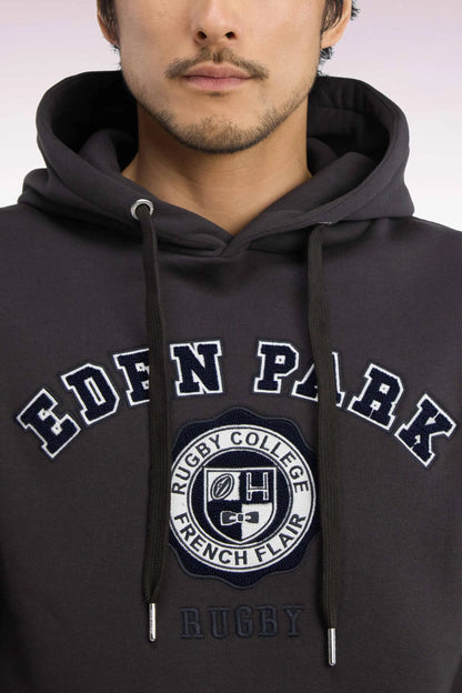 Eden Park 0 Men Brown Fleece Hoodie with Heritage Rugby Straight Cut Embroidery SKU: H26MAISW0038_MAF1 Image 06