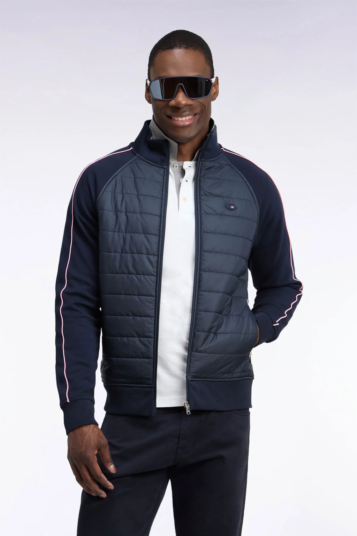 Eden Park  Men Zipped Sweatshirt with Navy Navy Quilted Facing XV De France Straight Cut SKU: H26MAISW0045_BLF Image 01