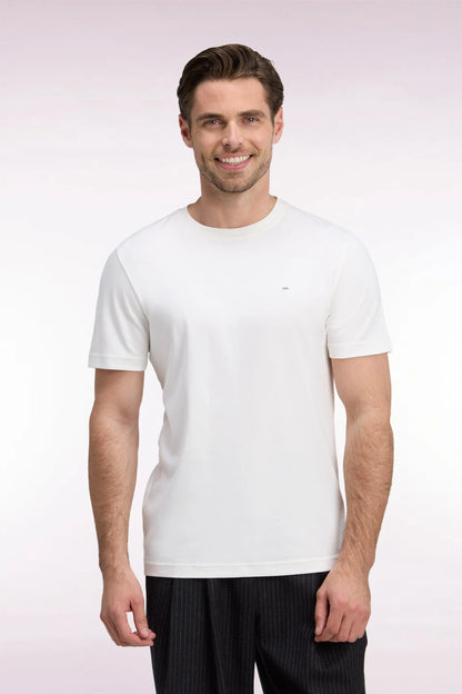 Eden Park  Men Short-Sleeved Straight-Cut Ecru Cotton T-Shirt SKU: H26MAITC0009_BEC15 Image 01