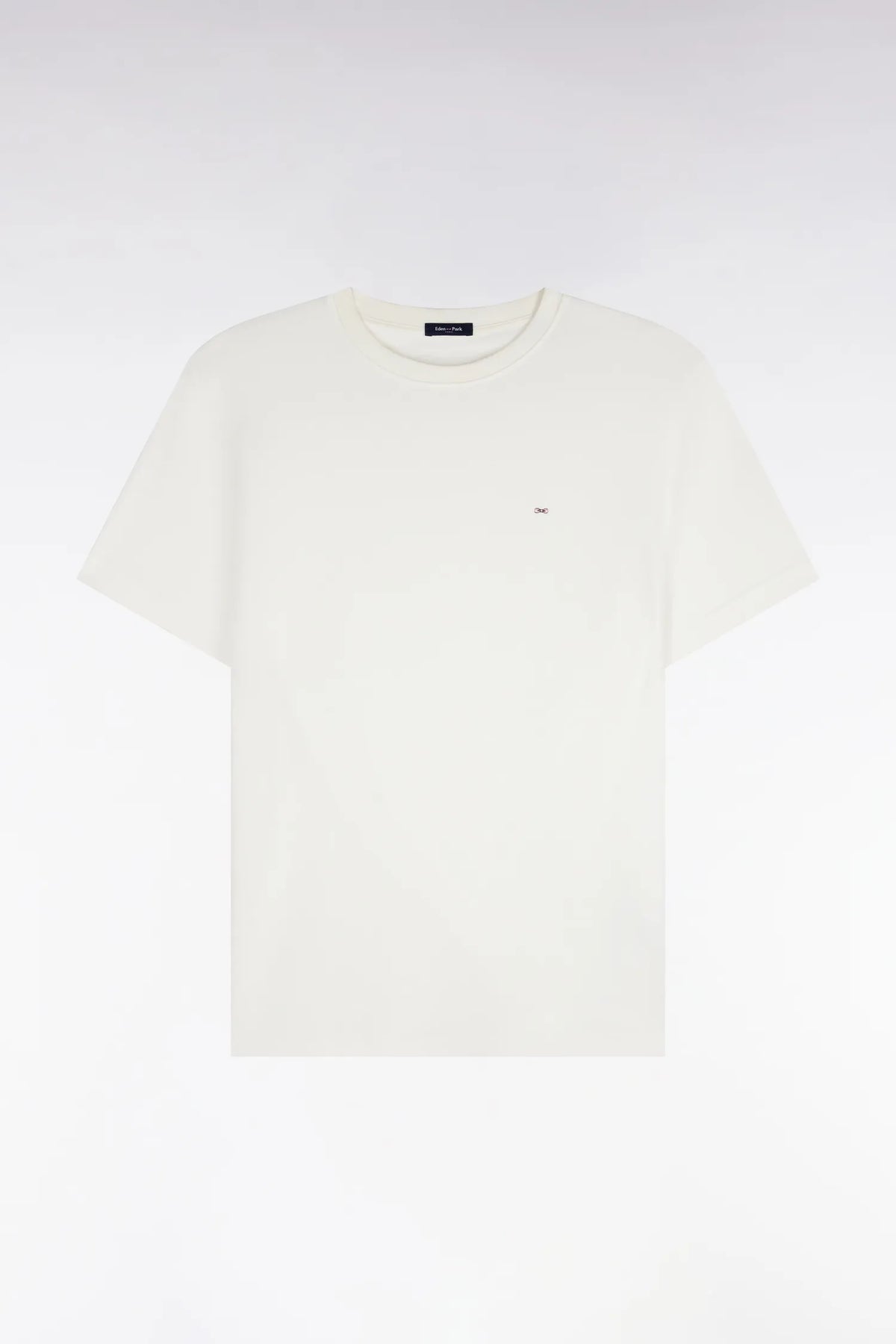 Eden Park  Men Short-Sleeved Straight-Cut Ecru Cotton T-Shirt SKU: H26MAITC0009_BEC15 Image 02