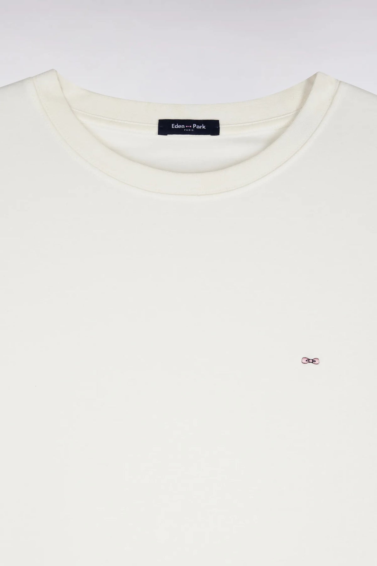 Eden Park  Men Short-Sleeved Straight-Cut Ecru Cotton T-Shirt SKU: H26MAITC0009_BEC15 Image 05