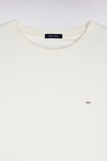 Eden Park  Men Short-Sleeved Straight-Cut Ecru Cotton T-Shirt SKU: H26MAITC0009_BEC15 Image 05