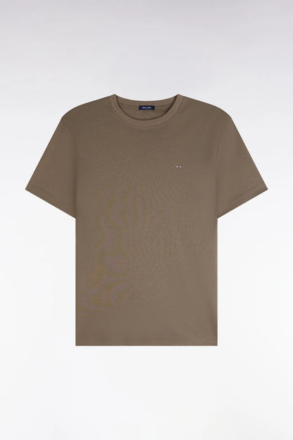 Eden Park  Men Straight-Cut Beige Cotton Short-Sleeved T-Shirt SKU: H26MAITC0009_BEF1 Image 02