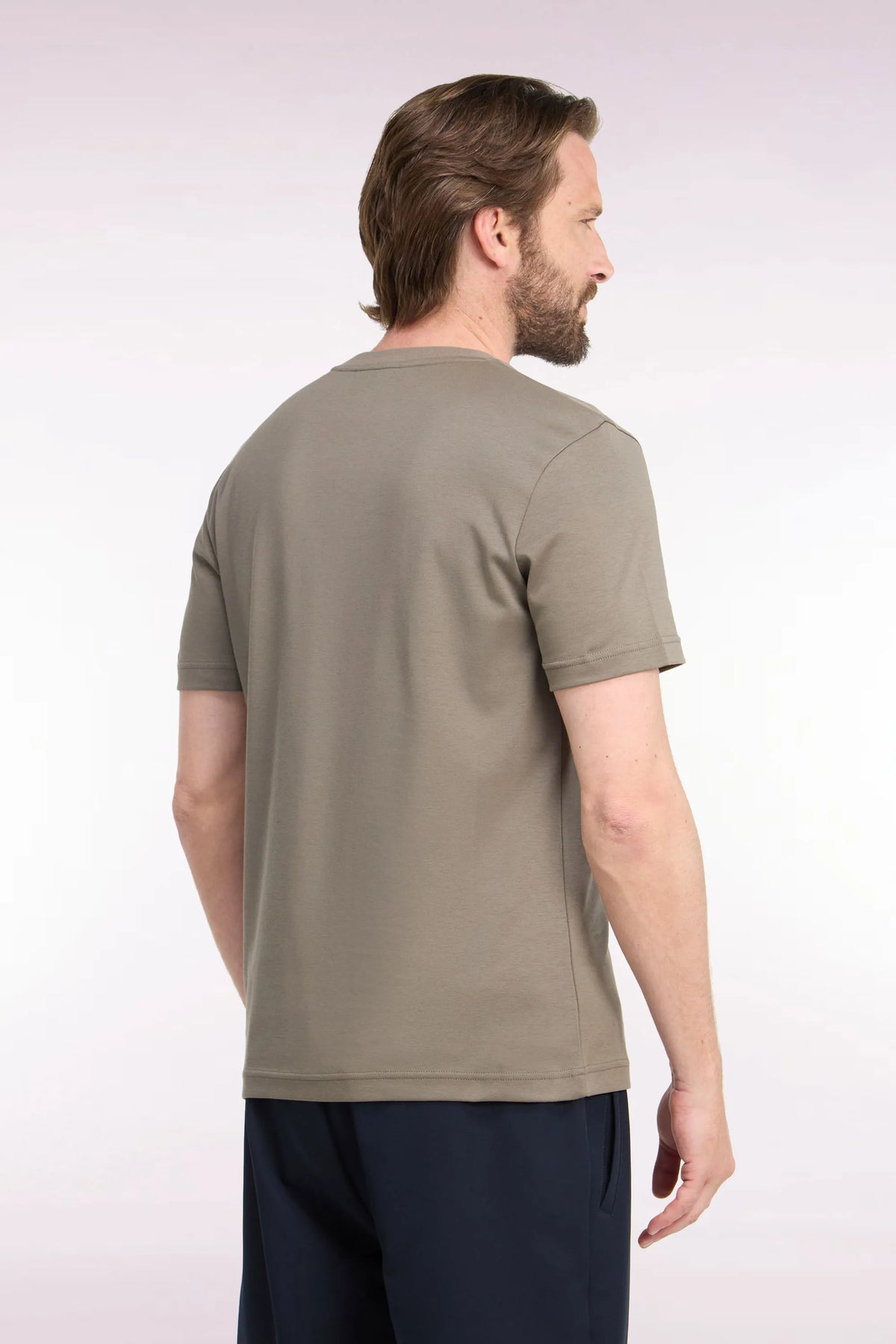 Eden Park  Men Straight-Cut Beige Cotton Short-Sleeved T-Shirt SKU: H26MAITC0009_BEF1 Image 04