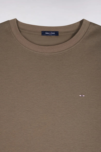 Eden Park  Men Straight-Cut Beige Cotton Short-Sleeved T-Shirt SKU: H26MAITC0009_BEF1 Image 05
