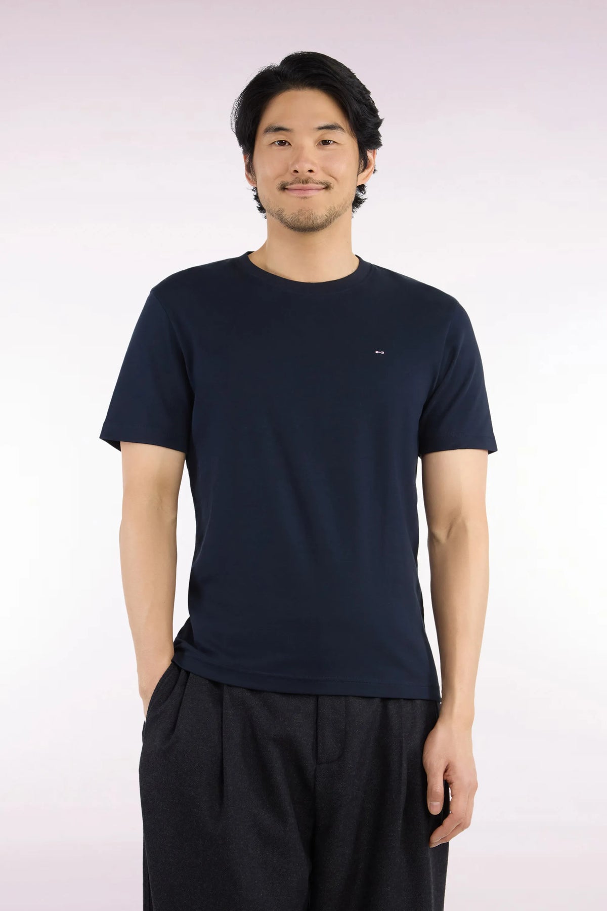 Eden Park  Men Short-Sleeved Navy Cotton Straight-Cut T-Shirt SKU: H26MAITC0009_BLF Image 01