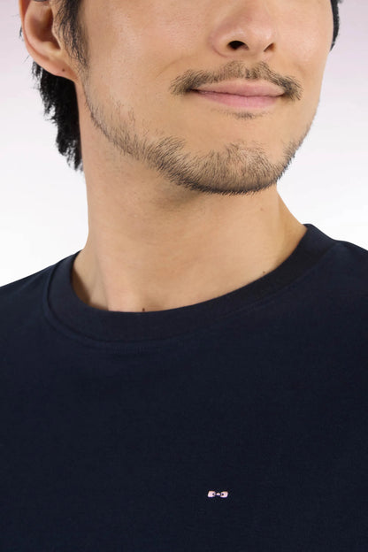 Eden Park  Men Short-Sleeved Navy Cotton Straight-Cut T-Shirt SKU: H26MAITC0009_BLF Image 06