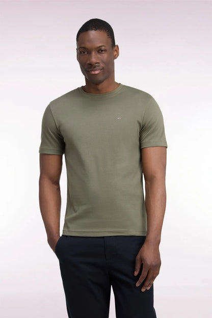 Eden Park  Men Straight Cut Olive Green Cotton Short-Sleeved T-Shirt SKU: H26MAITC0009_KAF10 Image 01