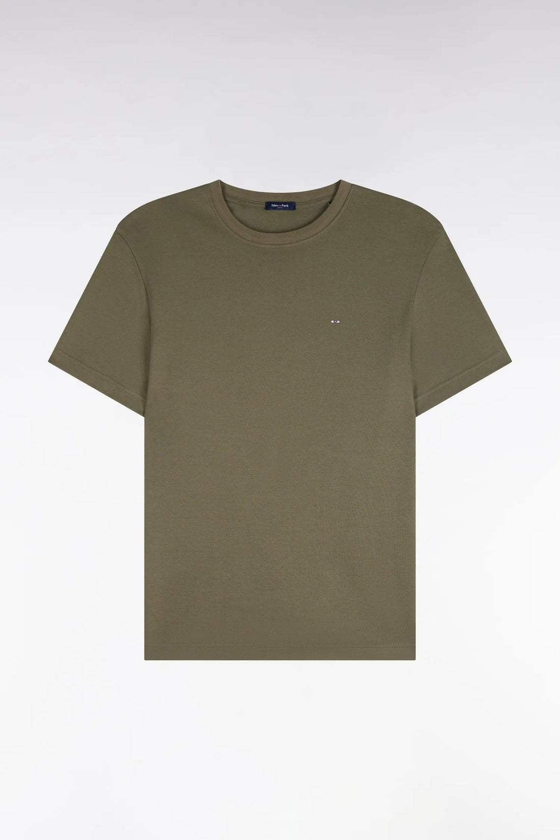 Eden Park  Men Straight Cut Olive Green Cotton Short-Sleeved T-Shirt SKU: H26MAITC0009_KAF10 Image 02