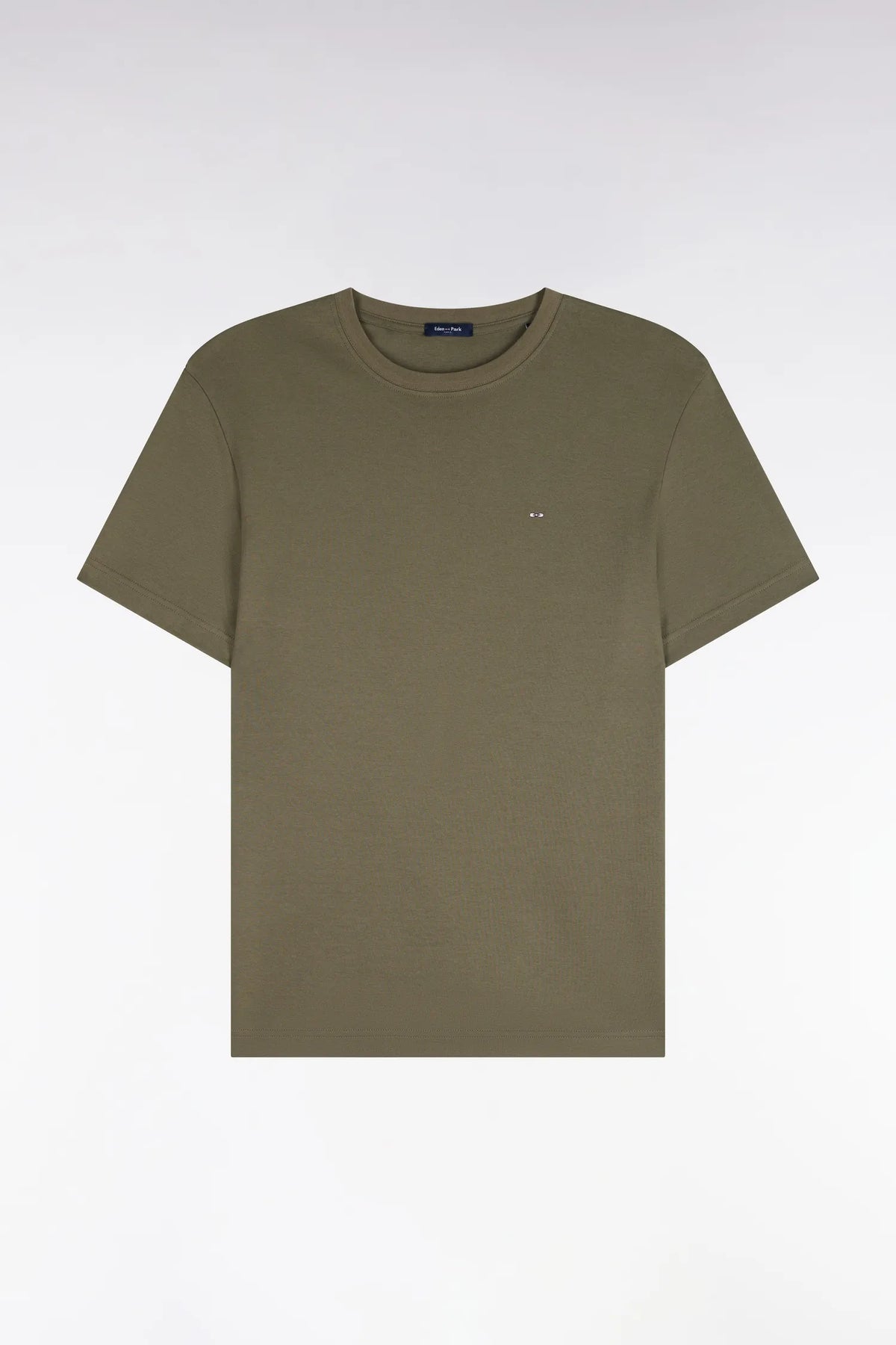 Eden Park  Men Straight Cut Olive Green Cotton Short-Sleeved T-Shirt SKU: H26MAITC0009_KAF10 Image 02