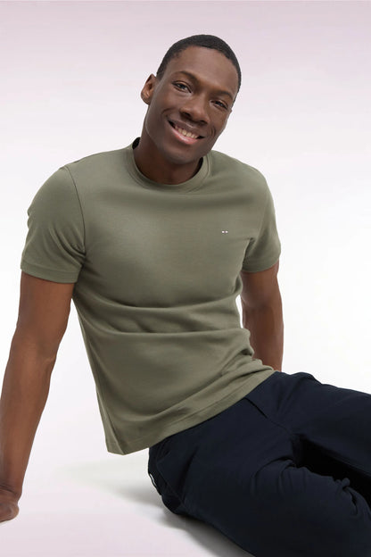 Eden Park  Men Straight Cut Olive Green Cotton Short-Sleeved T-Shirt SKU: H26MAITC0009_KAF10 Image 03