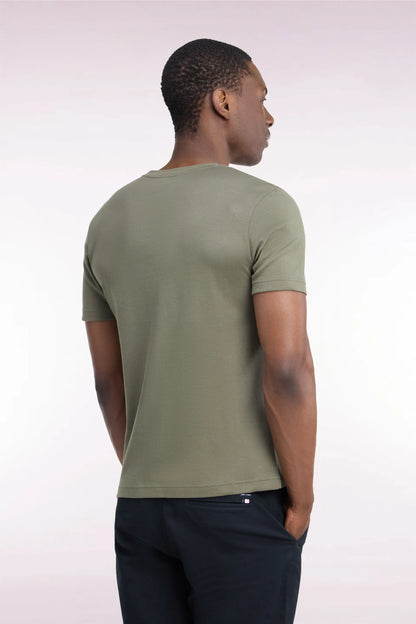 Eden Park  Men Straight Cut Olive Green Cotton Short-Sleeved T-Shirt SKU: H26MAITC0009_KAF10 Image 04