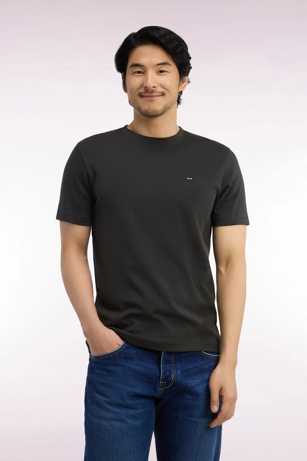 Eden Park  Men Short-Sleeved Khaki Cotton Straight-Cut T-Shirt SKU: H26MAITC0009_KAF9 Image 01
