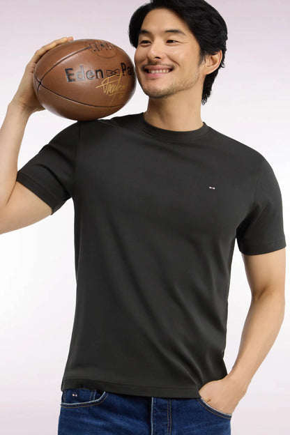 Eden Park  Men Short-Sleeved Khaki Cotton Straight-Cut T-Shirt SKU: H26MAITC0009_KAF9 Image 03