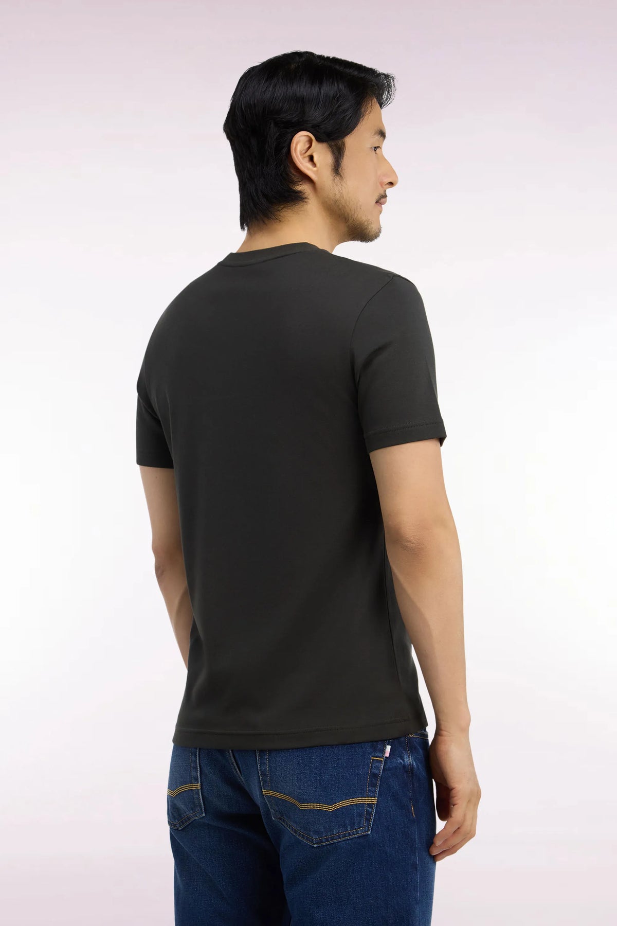 Eden Park  Men Short-Sleeved Khaki Cotton Straight-Cut T-Shirt SKU: H26MAITC0009_KAF9 Image 04