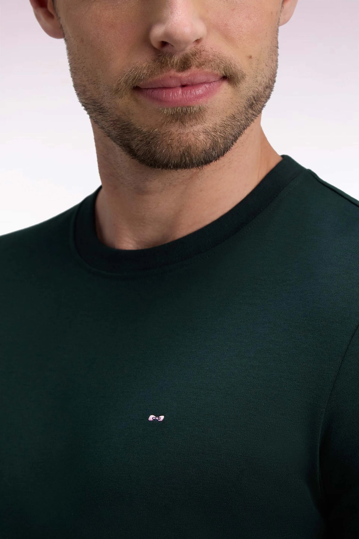 Eden Park  Men Short-Sleeved T-Shirt in Dark Green Cotton with a Straight Cut SKU: H26MAITC0009_VEF21 Image 06