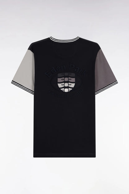 Eden Park  Men Two-Tone Grey Straight-Cut Short-Sleeved T-Shirt SKU: H26MAITC0020_GRF1 Image 02