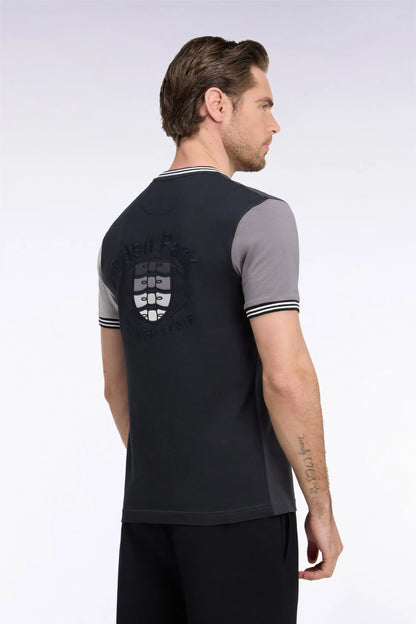 Eden Park  Men Two-Tone Grey Straight-Cut Short-Sleeved T-Shirt SKU: H26MAITC0020_GRF1 Image 04